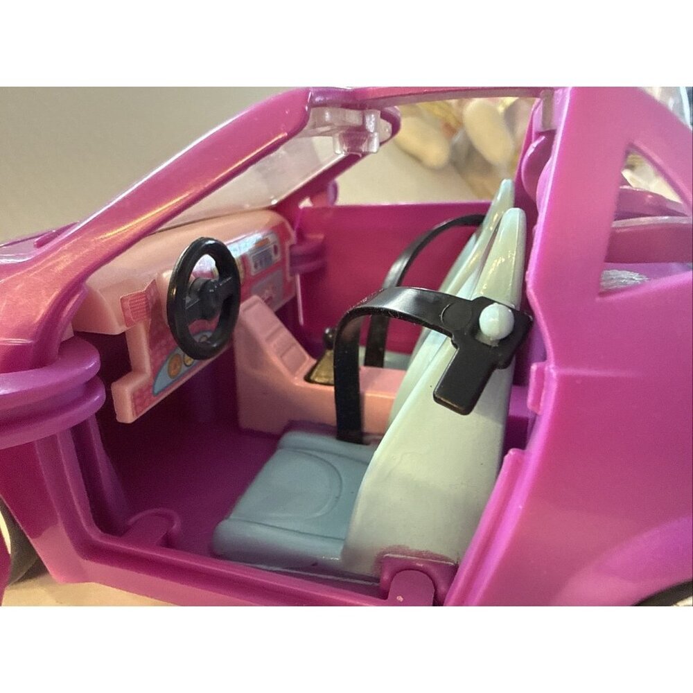 Vintage Mattel Polly Pocket Pink Flower Car Convertible With 2 Dolls 2005 - Picture 6 of 16